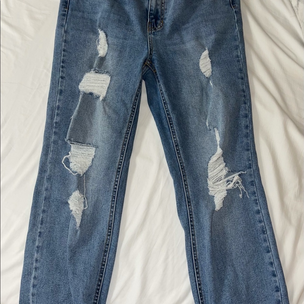 Blue ripped jeans